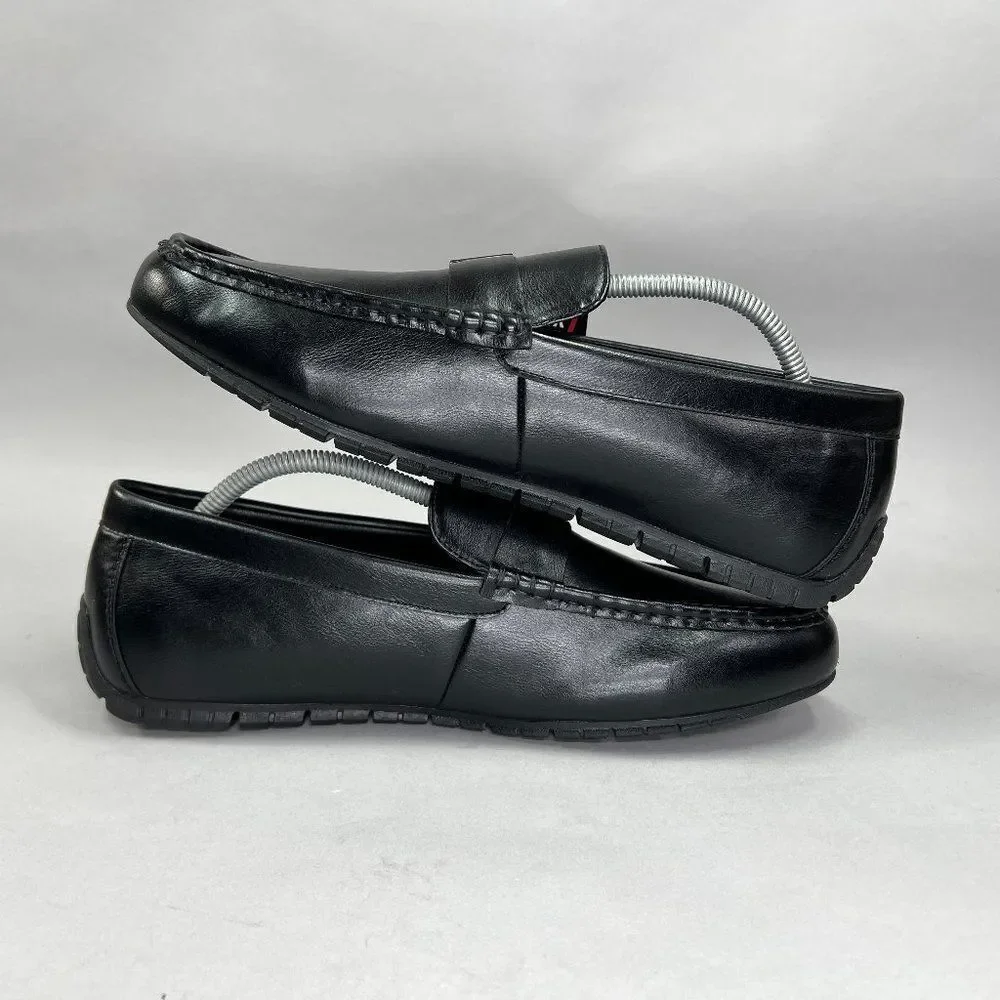 Van Heusen‎ Rail Driving Loafers Men's Size 11 Black Leather Slip On Dress Shoes